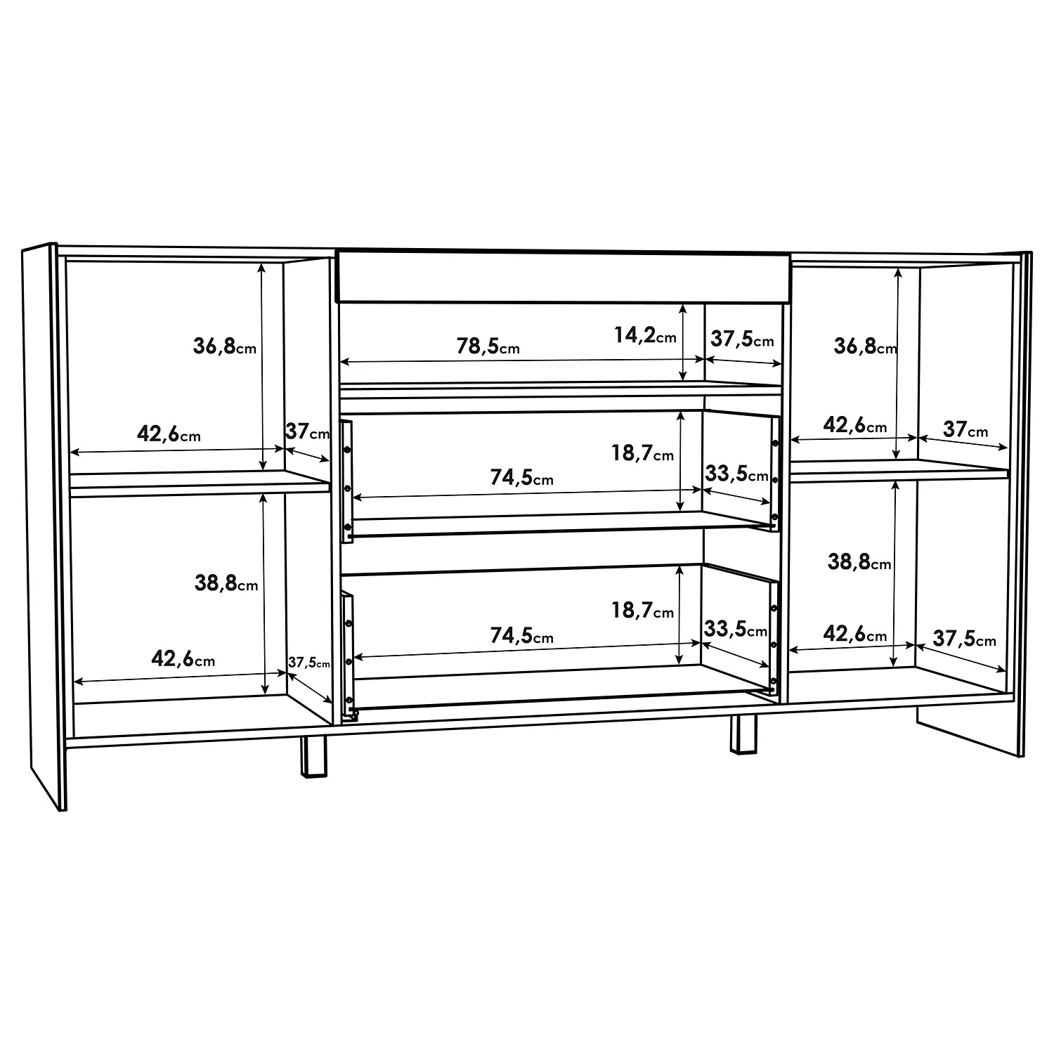 Loftscape Sideboard Urban I - Inkl. Beleuchtung - Weiß / Eiche Grau Dekor 7 Loftscape Sideboard Urban I - Inkl. Beleuchtung - Weiß / Eiche Grau Dekor – Bild 7