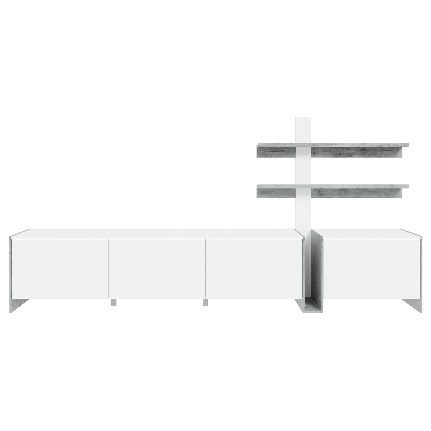 Loftscape Wohnwand Urban II (3-teilig) - Inkl. Beleuchtung - Weiß / Eiche Grau Dekor 3 Loftscape Wohnwand Urban II (3-teilig) - Inkl. Beleuchtung - Weiß / Eiche Grau Dekor – Bild 3