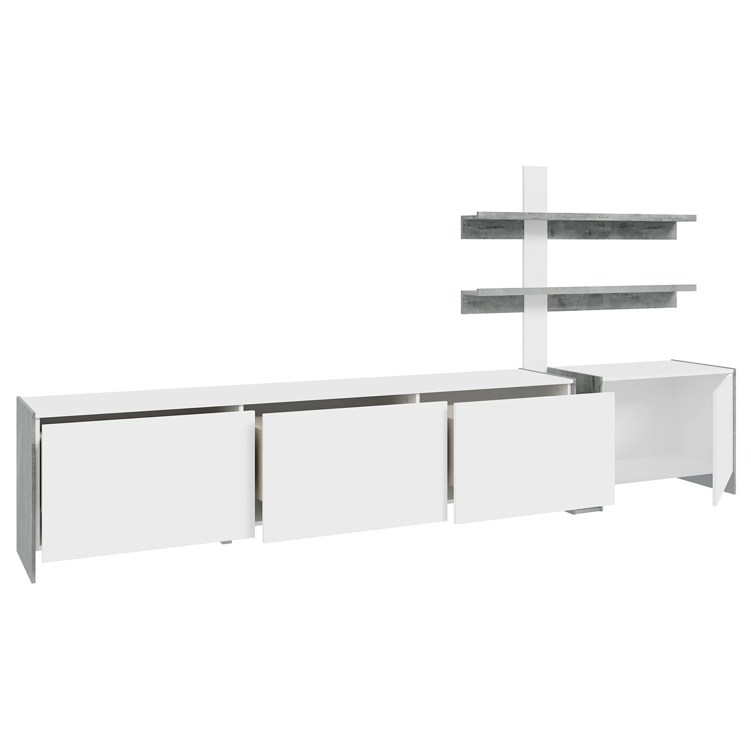 Loftscape Wohnwand Urban II (3-teilig) - Inkl. Beleuchtung - Weiß / Eiche Grau Dekor 6 Loftscape Wohnwand Urban II (3-teilig) - Inkl. Beleuchtung - Weiß / Eiche Grau Dekor – Bild 6