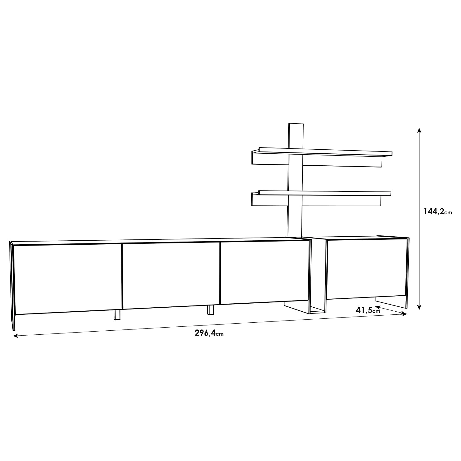 Loftscape Wohnwand Urban II (3-teilig) - Inkl. Beleuchtung - Weiß / Eiche Grau Dekor 8 Loftscape Wohnwand Urban II (3-teilig) - Inkl. Beleuchtung - Weiß / Eiche Grau Dekor – Bild 8