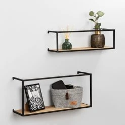 WENKO Wandregal Geo (2-teilig) - Bambus massiv / Metall - Bambus / Schwarz -Wohnzimmermöbel boutique en ligne 1000345605 220412 021 MOOD DETAILS P000000001000345605 mood