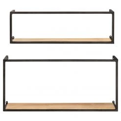 WENKO Wandregal Geo (2-teilig) - Bambus massiv / Metall - Bambus / Schwarz -Wohnzimmermöbel boutique en ligne 1000345605 220412 030 DETAILS P000000001000345605