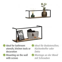 WENKO Wandregal Geo (2-teilig) - Bambus massiv / Metall - Bambus / Schwarz -Wohnzimmermöbel boutique en ligne 1000345605 220412 050 DETAILS P000000001000345605