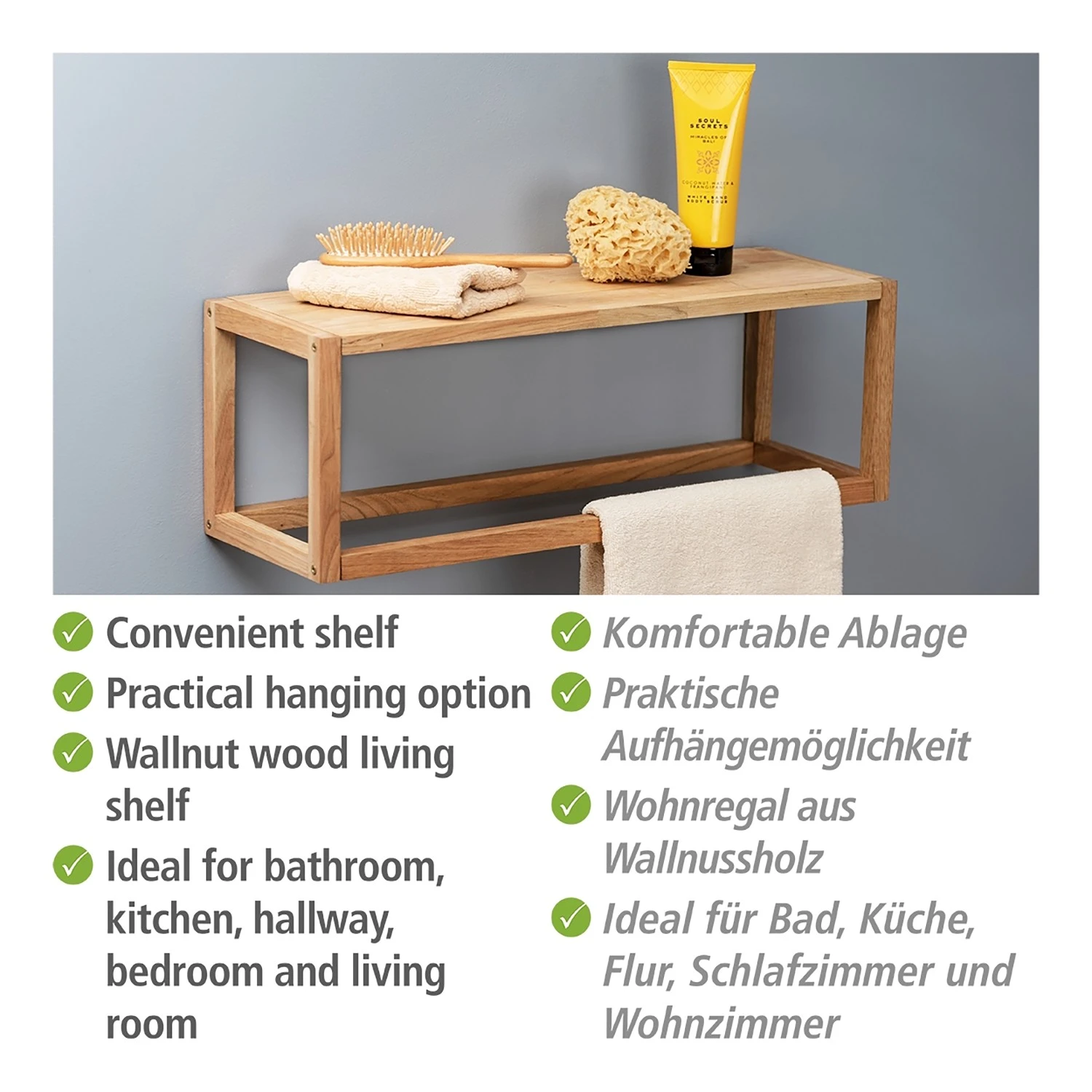 WENKO Wandregal Ferrara - Akazie massiv 6 WENKO Wandregal Ferrara - Akazie massiv – Bild 6