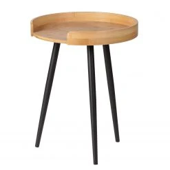 WENKO Beistelltisch Loft - Bambus massiv / Metall - Bambus / Schwarz