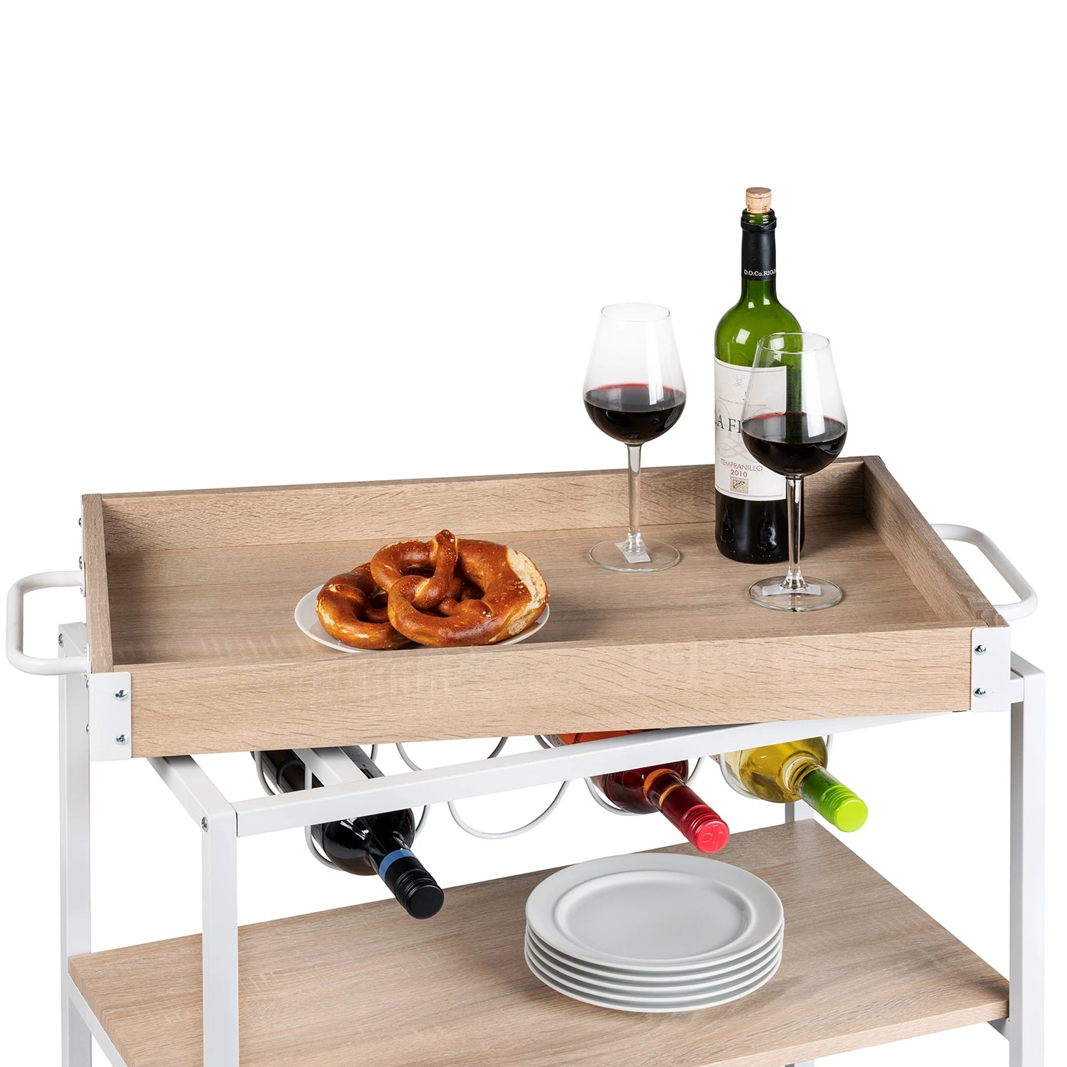 WENKO Servierwagen Rustico - Eiche Sonoma Dekor / Weiß 5 WENKO Servierwagen Rustico - Eiche Sonoma Dekor / Weiß – Bild 5