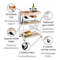 WENKO Servierwagen Rustico - Eiche Sonoma Dekor / Weiß 16 WENKO Servierwagen Rustico - Eiche Sonoma Dekor / Weiß -Wohnzimmermöbel boutique en ligne 1000345611 220412 070 DETAILS P000000001000345611