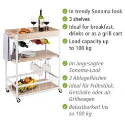 WENKO Servierwagen Rustico - Eiche Sonoma Dekor / Weiß 17 WENKO Servierwagen Rustico - Eiche Sonoma Dekor / Weiß -Wohnzimmermöbel boutique en ligne 1000345611 220412 080 DETAILS P000000001000345611