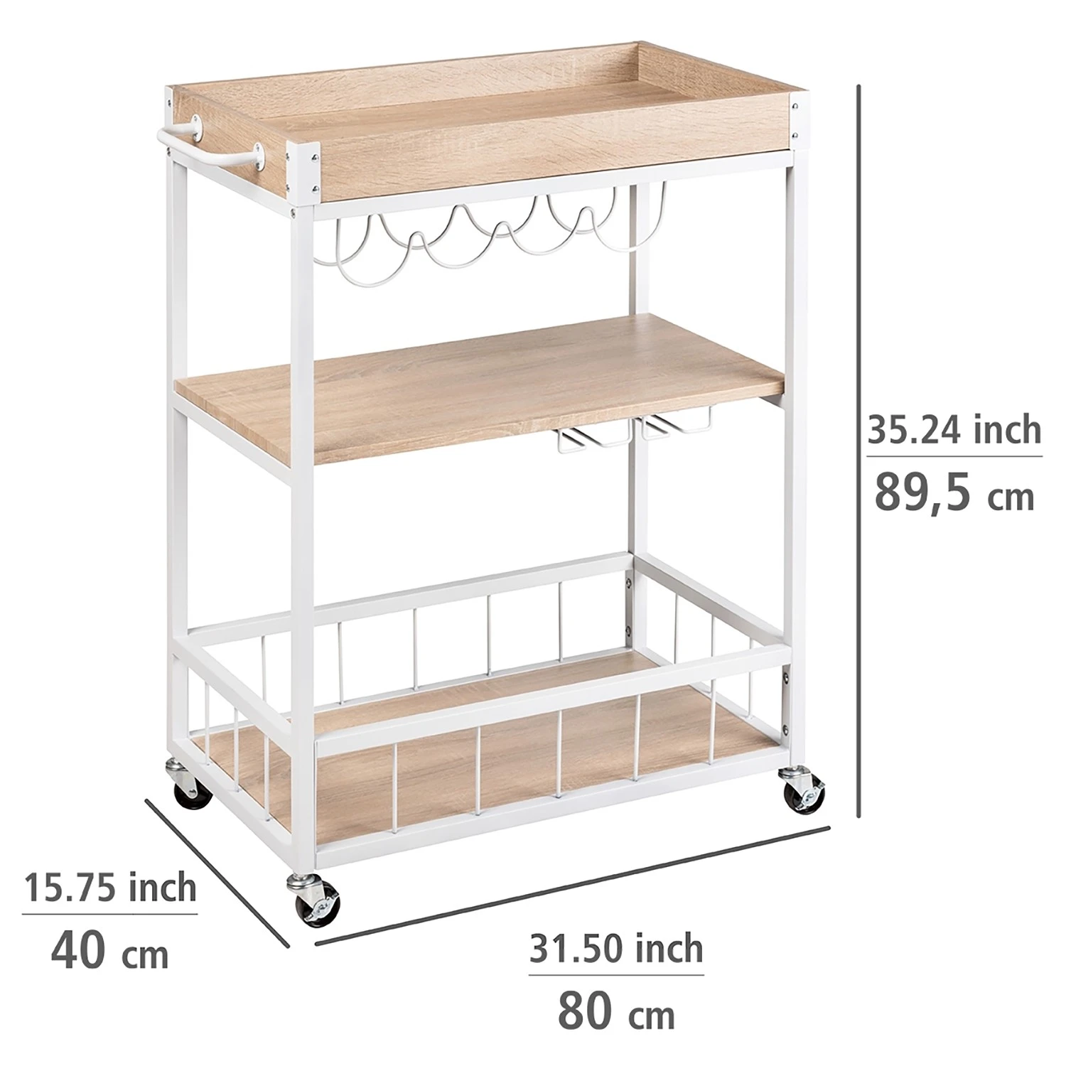 WENKO Servierwagen Rustico - Eiche Sonoma Dekor / Weiß 10 WENKO Servierwagen Rustico - Eiche Sonoma Dekor / Weiß – Bild 10