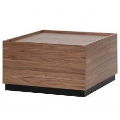 Red Living Couchtisch Valbo - Echtholzfurnier - Walnuss / Kiefer Schwarz - Breite: 82 cm