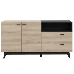 Loftscape Sideboard Pesaro I - Eiche Artisan Dekor / Schwarz -Wohnzimmermöbel boutique en ligne 1000348113 220603 031 DETAILS P000000001000348113