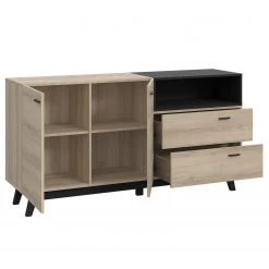 Loftscape Sideboard Pesaro I - Eiche Artisan Dekor / Schwarz -Wohnzimmermöbel boutique en ligne 1000348113 220603 040 DETAILS P000000001000348113