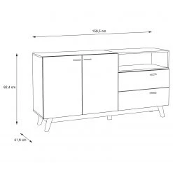 Loftscape Sideboard Pesaro I - Eiche Artisan Dekor / Schwarz -Wohnzimmermöbel boutique en ligne 1000348113 220603 500 SKETCH DETAILS P000000001000348113 sketch