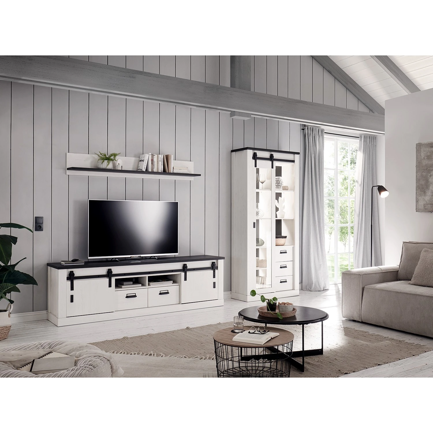 Ridgevalley Vitrinenschrank Shutter - Pinie Weiß Dekor 5 Ridgevalley Vitrinenschrank Shutter - Pinie Weiß Dekor – Bild 5