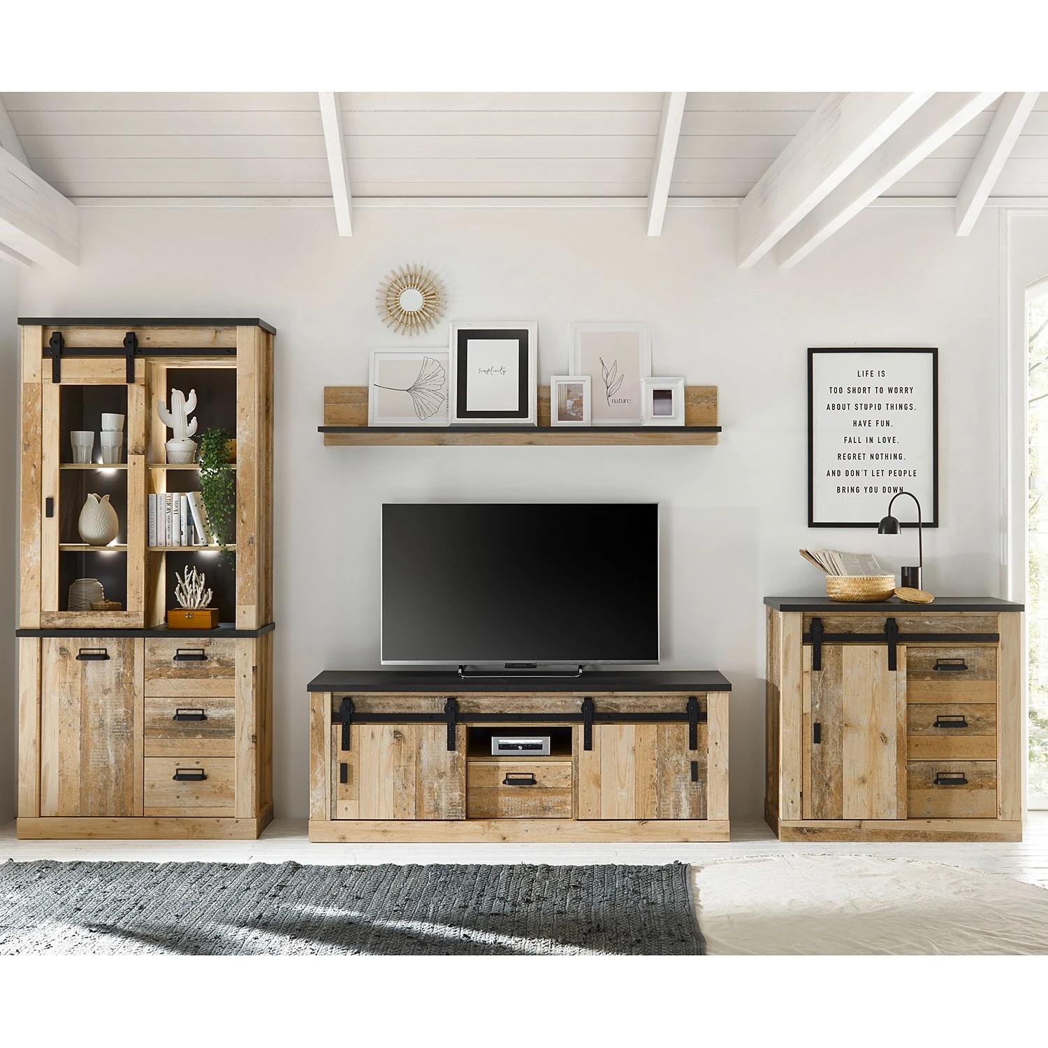 Ridgevalley Wohnwand Shutter IV (4-teilig) - Eiche Dekor 1 Ridgevalley Wohnwand Shutter IV (4-teilig) - Eiche Dekor