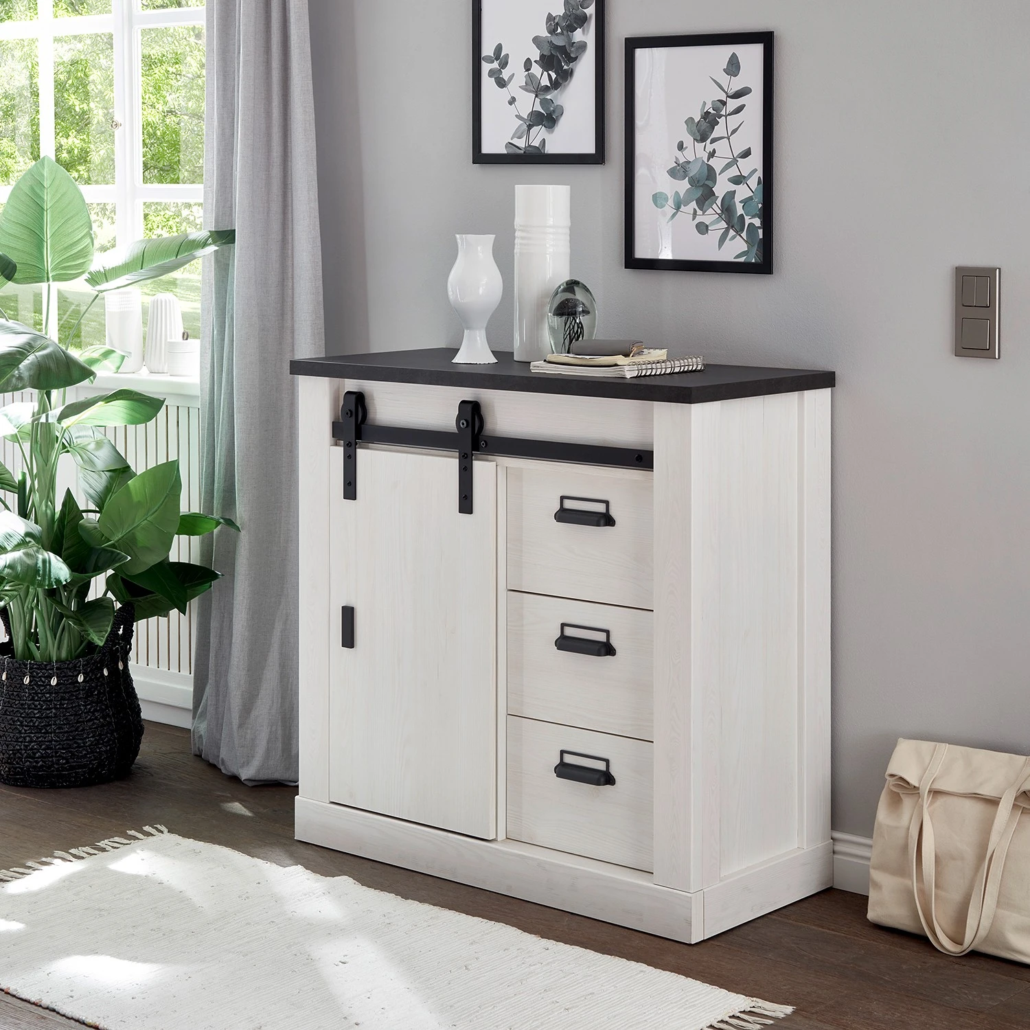 Ridgevalley Wohnwand Shutter IV (4-teilig) - Pinie Weiß Dekor 6 Ridgevalley Wohnwand Shutter IV (4-teilig) - Pinie Weiß Dekor – Bild 6