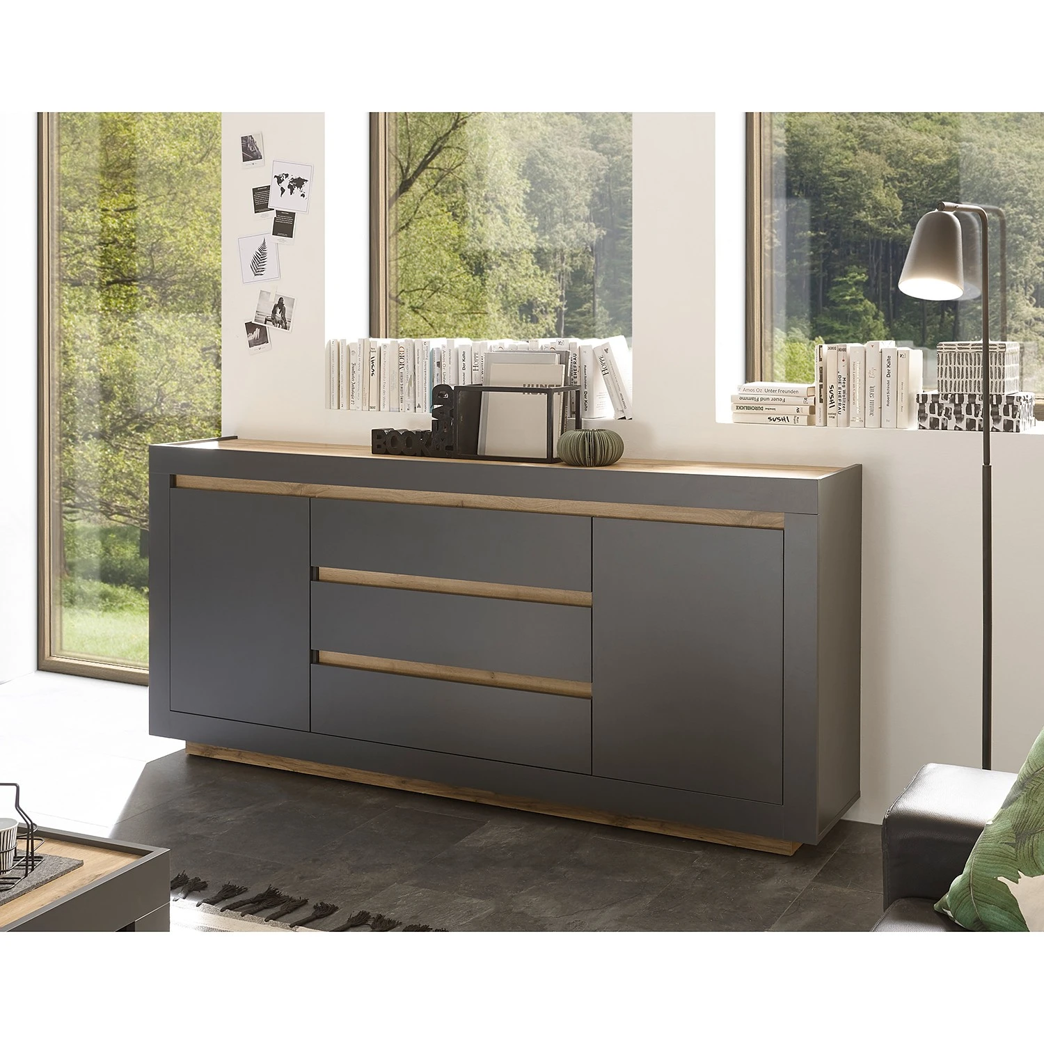 Loftscape Sideboard Accra - Anthrazit / Eiche Dekor 2 Loftscape Sideboard Accra - Anthrazit / Eiche Dekor – Bild 2
