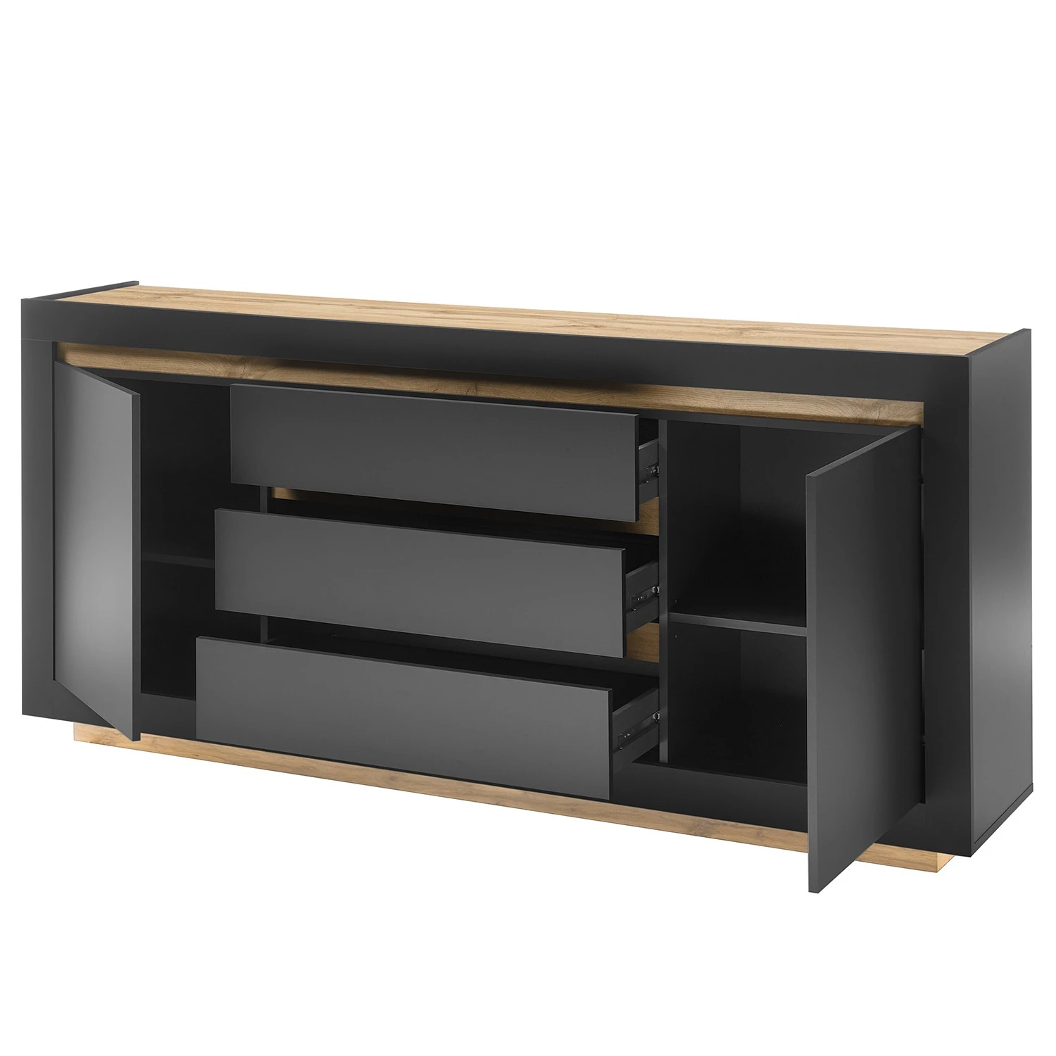 Loftscape Sideboard Accra - Anthrazit / Eiche Dekor 6 Loftscape Sideboard Accra - Anthrazit / Eiche Dekor – Bild 6