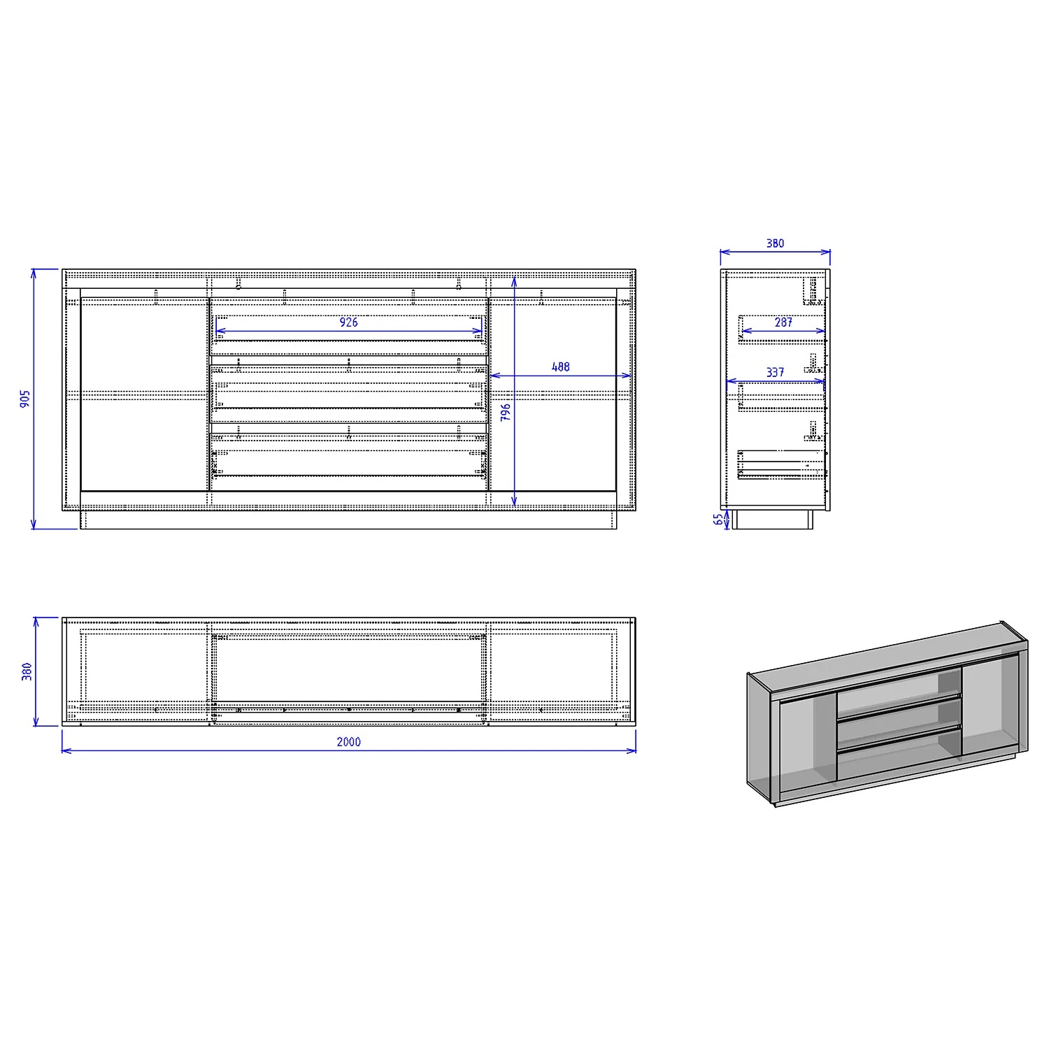 Loftscape Sideboard Accra - Anthrazit / Eiche Dekor 8 Loftscape Sideboard Accra - Anthrazit / Eiche Dekor – Bild 8