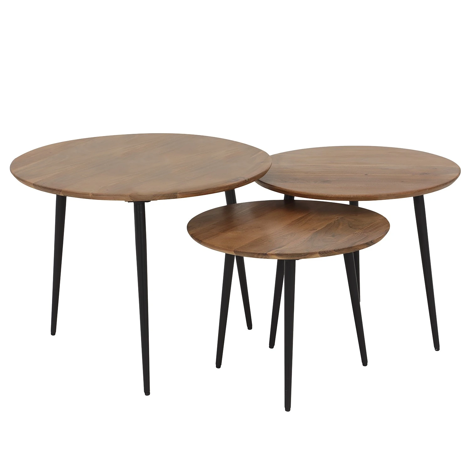 Red Living Beistelltisch Potosi (3er-Set) - Akazie massiv / Metall - Akazie / Schwarz 1 Red Living Beistelltisch Potosi (3er-Set) - Akazie massiv / Metall - Akazie / Schwarz