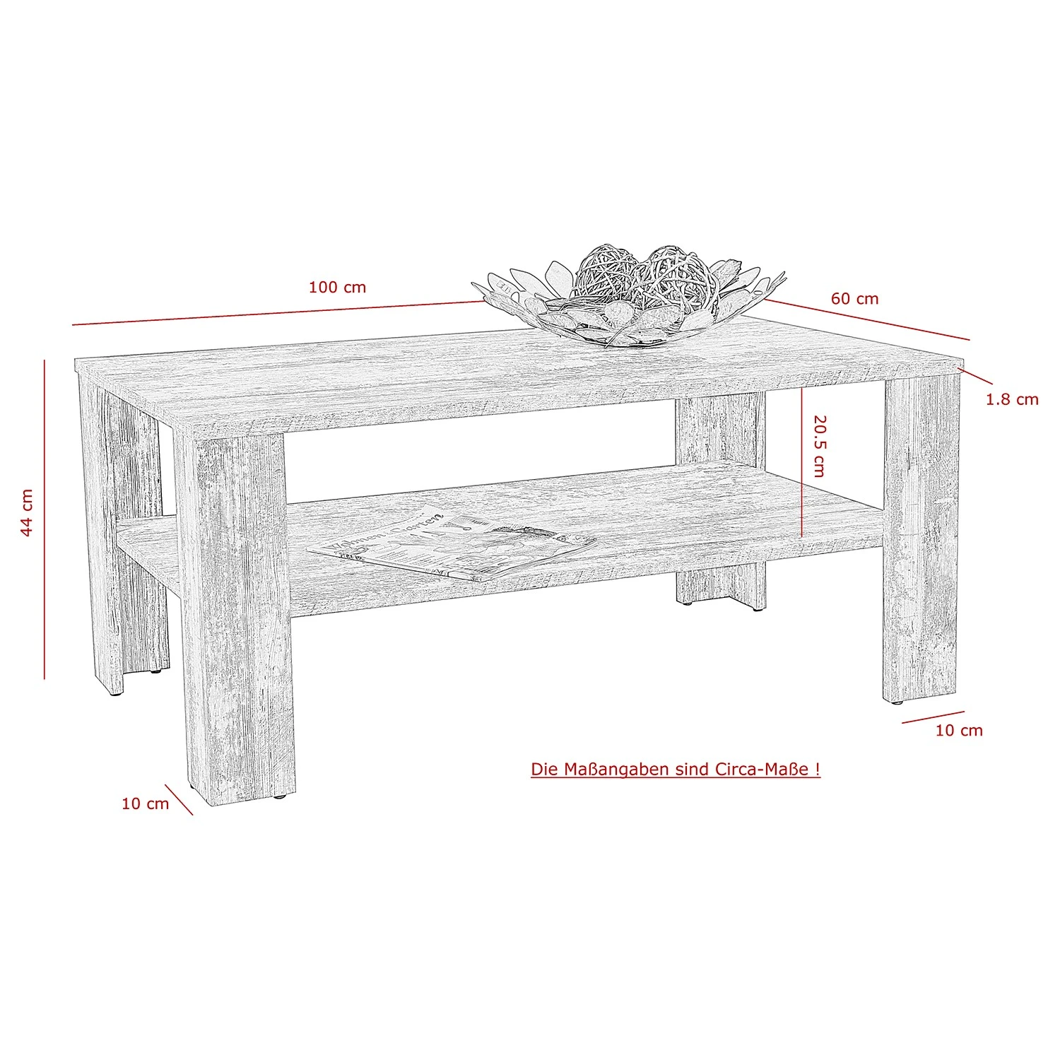 Loftscape Couchtisch Posto Rosso - Beton Dekor 2 Loftscape Couchtisch Posto Rosso - Beton Dekor – Bild 2