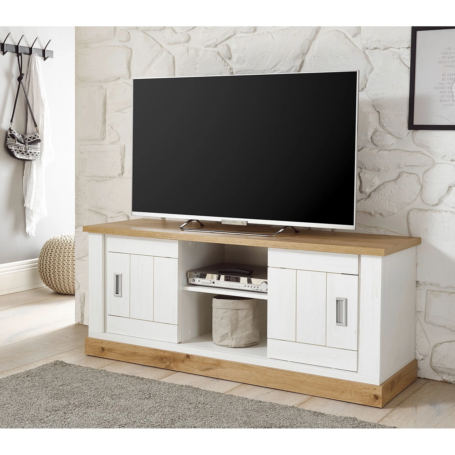 Ridgevalley Wohnwand Ollezy I (4-teilig) - Pinie Weiß Dekor / Eiche Wotan Dekor 2 Ridgevalley Wohnwand Ollezy I (4-teilig) - Pinie Weiß Dekor / Eiche Wotan Dekor – Bild 2