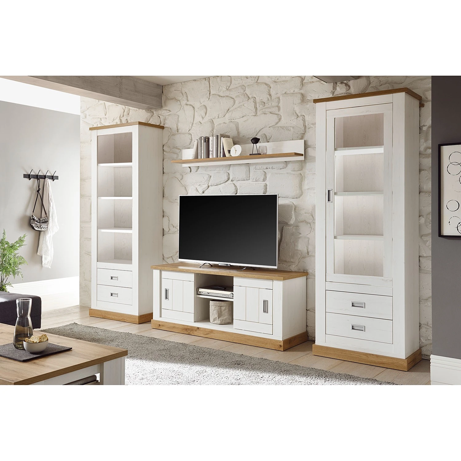 Ridgevalley Wohnwand Ollezy I (4-teilig) - Pinie Weiß Dekor / Eiche Wotan Dekor 11 Ridgevalley Wohnwand Ollezy I (4-teilig) - Pinie Weiß Dekor / Eiche Wotan Dekor – Bild 11