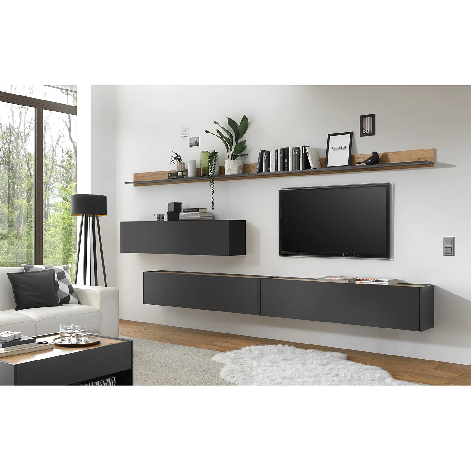 Norrwood Wohnwand Olon I (5-teilig) - Anthrazit 2 Norrwood Wohnwand Olon I (5-teilig) - Anthrazit – Bild 2