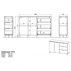 Germania Sideboard California I - Graphit -Wohnzimmermöbel boutique en ligne 1000352104 220512 500 SKETCH DETAILS P000000001000352104 sketch