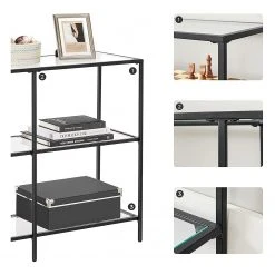 Red Living Regal Poygan I - Glas / Metall - Schwarz -Wohnzimmermöbel boutique en ligne 1000353410 220601 030 DETAILS P000000001000353410