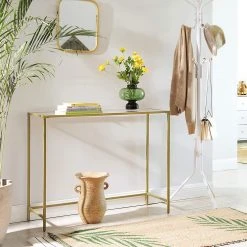 Red Living Konsolentisch Poygan II - Glas / Metall - Gold -Wohnzimmermöbel boutique en ligne 1000353441 220601 022 MOOD DETAILS P000000001000353441 mood