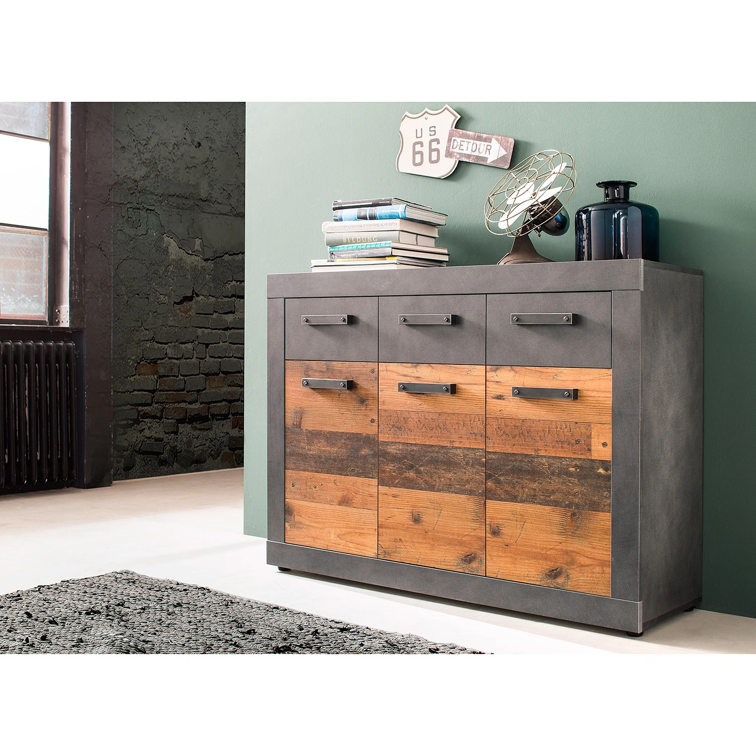 Trendteam Kommode Indy II - Altholz Dekor / Anthrazit 2 Trendteam Kommode Indy II - Altholz Dekor / Anthrazit – Bild 2