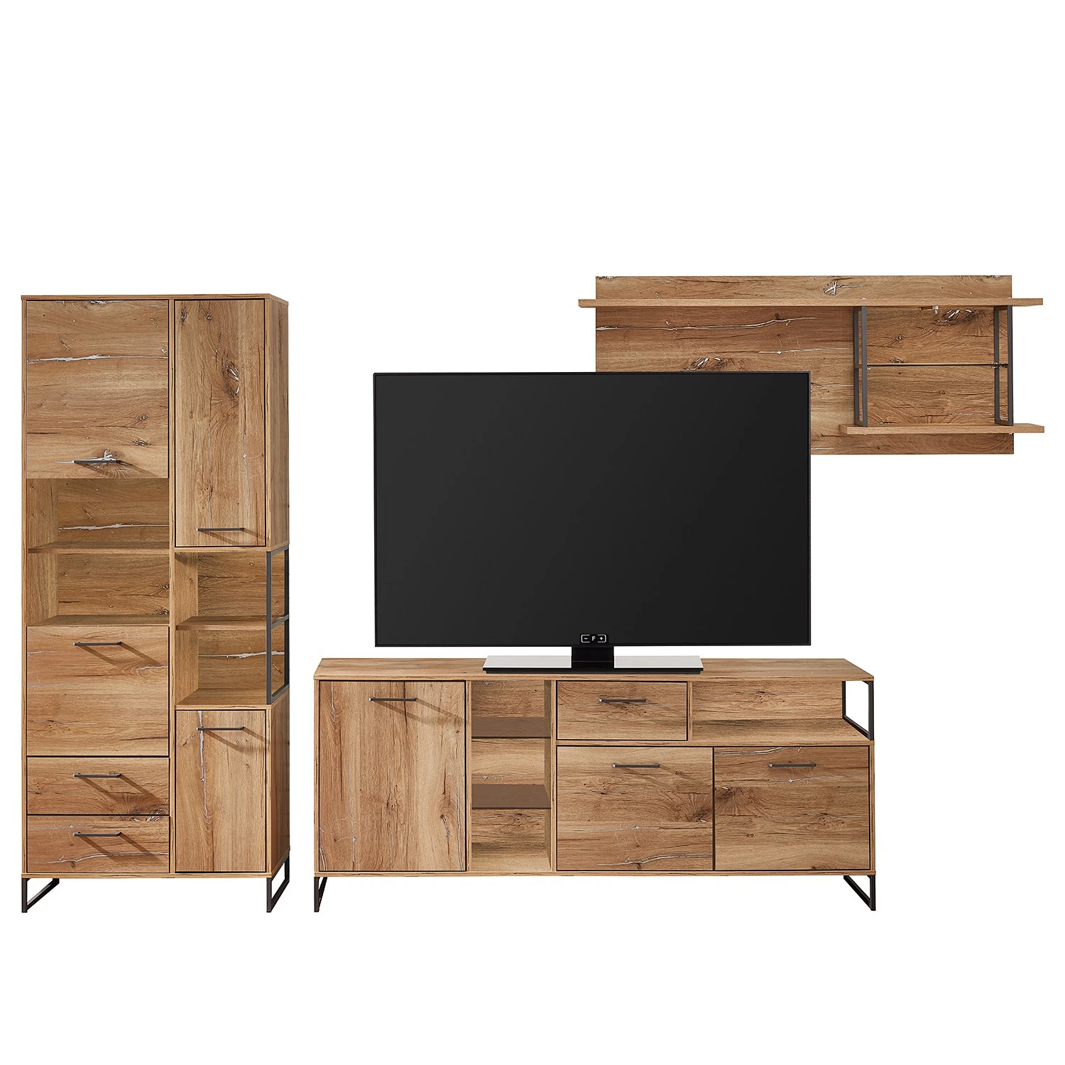 Red Living Wohnwand Sligo III (3-teilig) - Risseiche Silber Dekor / Graphit 1 Red Living Wohnwand Sligo III (3-teilig) - Risseiche Silber Dekor / Graphit