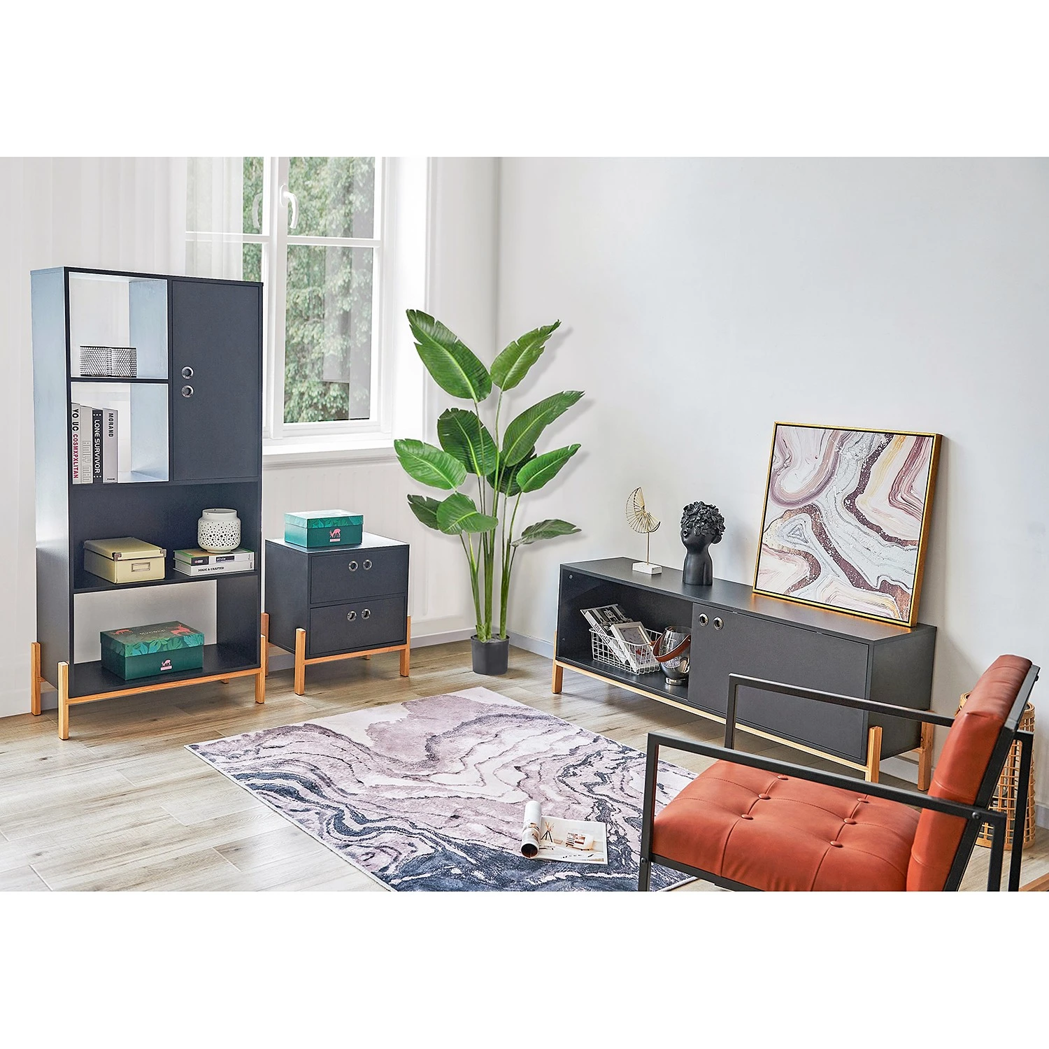 Norrwood TV-Lowboard Caborn II - Schwarz / Pinie 4 Norrwood TV-Lowboard Caborn II - Schwarz / Pinie – Bild 4