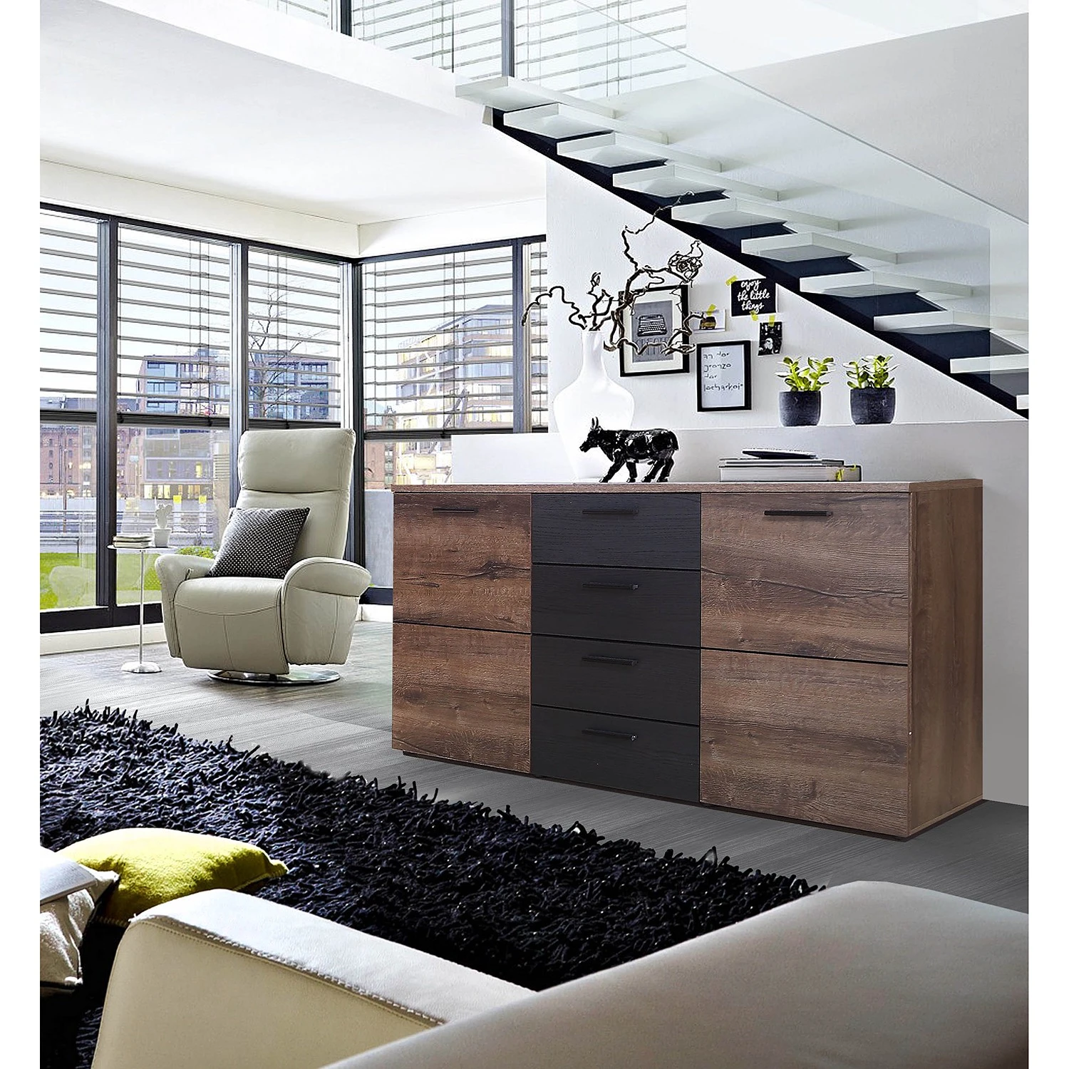 Loftscape Sideboard Uvero - Eiche Schwarz Dekor / Eiche Havanna Dekor 2 Loftscape Sideboard Uvero - Eiche Schwarz Dekor / Eiche Havanna Dekor – Bild 2