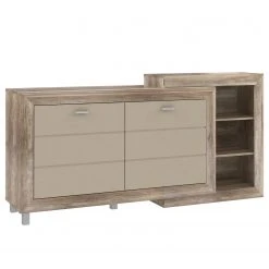 Loftscape Sideboard Verdille - Hochglanz Beige / Eiche Antik Dekor