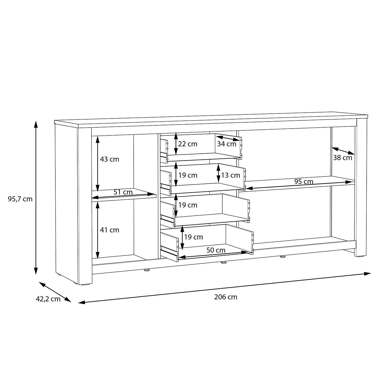Loftscape Sideboard Verolme II - Eiche Dekor 5 Loftscape Sideboard Verolme II - Eiche Dekor – Bild 5