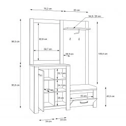 Loftscape Kompaktgarderobe Verolme - Eiche Dekor 13 Loftscape Kompaktgarderobe Verolme - Eiche Dekor -Wohnzimmermöbel boutique en ligne 1000356731 220603 501 SKETCH DETAILS P000000001000356731 sketch