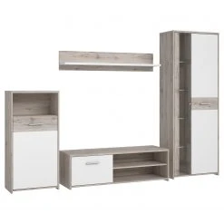 Loftscape Wohnwand Union City (4-teilig) - Inkl. Beleuchtung - Matt Weiß / Sandeiche Dekor -Wohnzimmermöbel boutique en ligne 1000356733 220603 032 DETAILS P000000001000356733