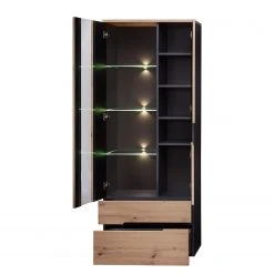 Loftscape Vitrinenschrank Moosic - Inkl. Beleuchtung - Eiche Artisan Dekor / Graphit 7 Loftscape Vitrinenschrank Moosic - Inkl. Beleuchtung - Eiche Artisan Dekor / Graphit -Wohnzimmermöbel boutique en ligne 1000357964 220608 030 DETAILS P000000001000357964