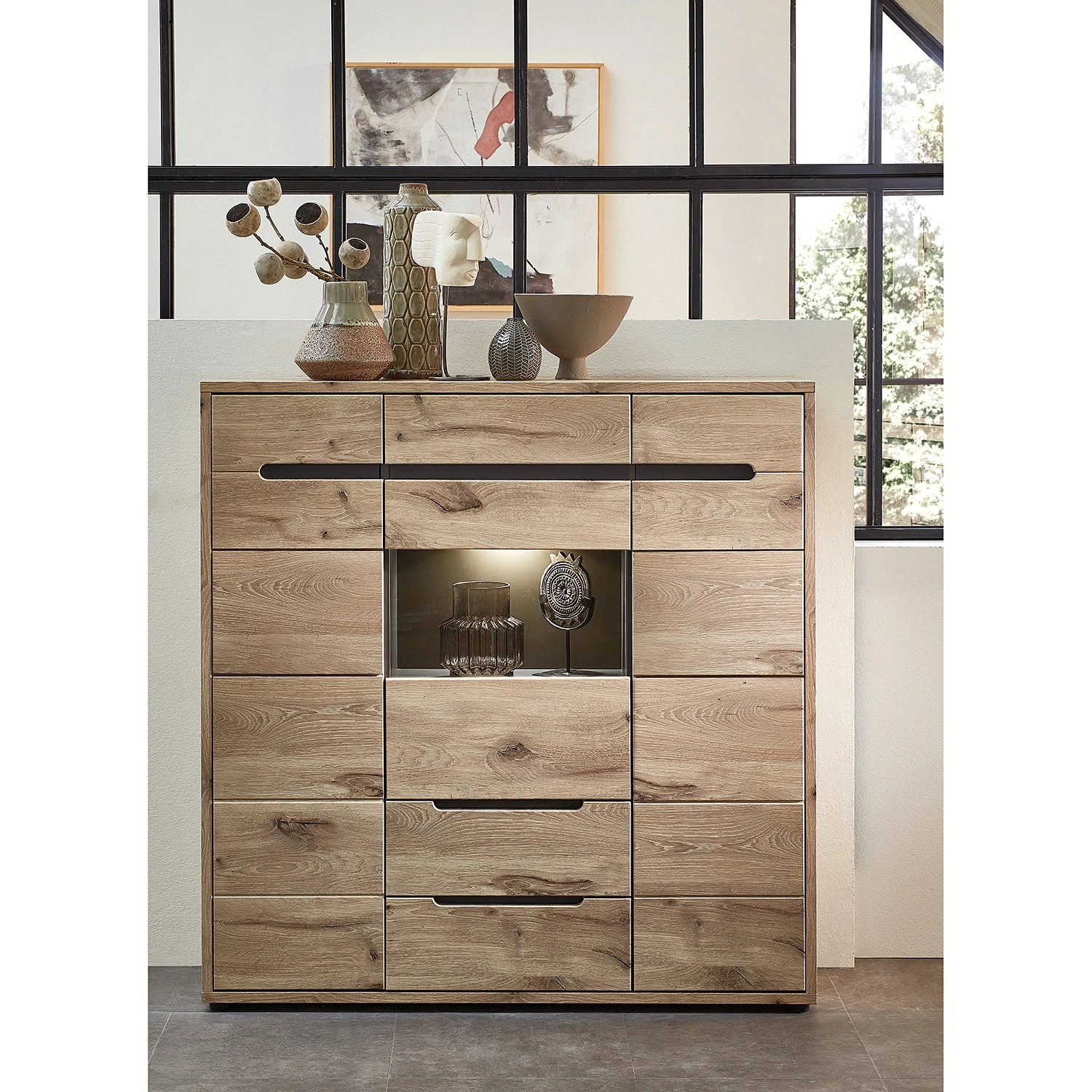 Loftscape Highboard Tallard - Inkl. Beleuchtung - Balkeneiche Dekor / Graphit 2 Loftscape Highboard Tallard - Inkl. Beleuchtung - Balkeneiche Dekor / Graphit – Bild 2