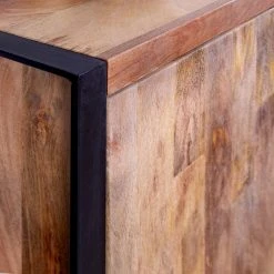 Red Living Sideboard Vallentuna - Mango massiv / Metall - Mango / Schwarz -Wohnzimmermöbel boutique en ligne 1000359913 220621 040 DETAILS P000000001000359913