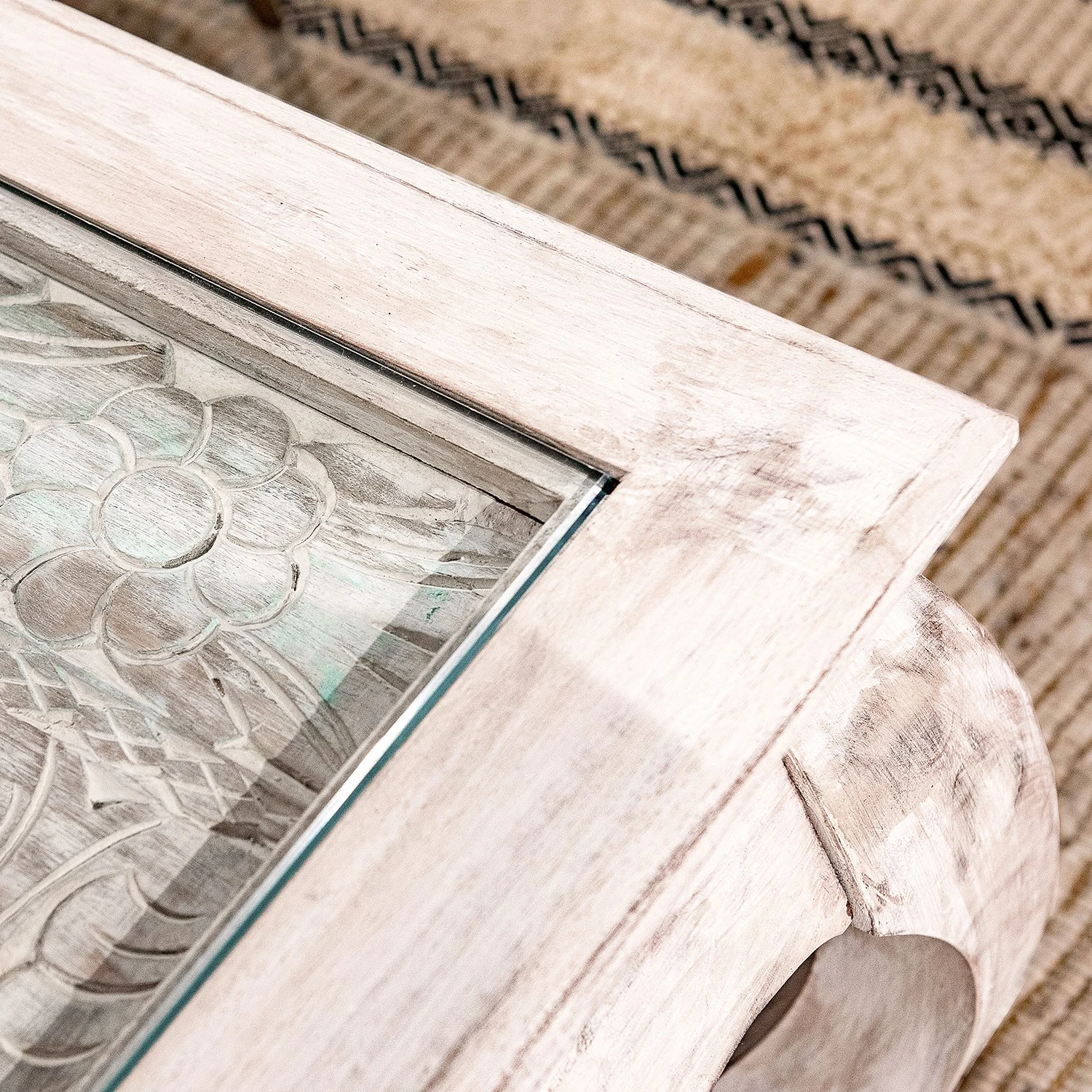 Ridgevalley Couchtisch Missoula - Glas / Mango massiv - Vintage Weiß 3 Ridgevalley Couchtisch Missoula - Glas / Mango massiv - Vintage Weiß – Bild 3