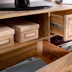 Red Living TV-Lowboard Vallentuna - Mango massiv / Metall - Mango / Schwarz -Wohnzimmermöbel boutique en ligne 1000359919 220621 035 DETAILS P000000001000359919