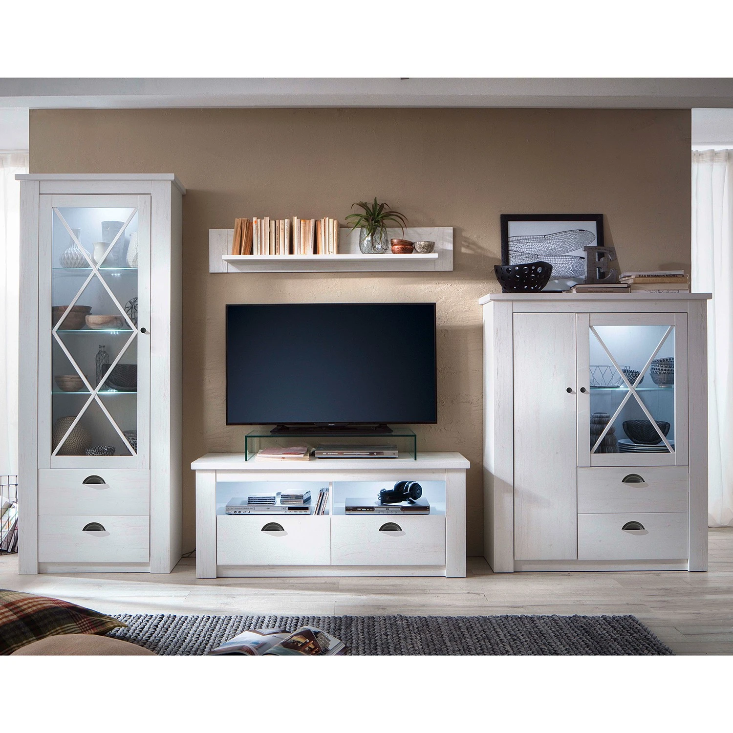 Trendteam TV-Lowboard Georgia - Pinie Weiß Dekor 2 Trendteam TV-Lowboard Georgia - Pinie Weiß Dekor – Bild 2