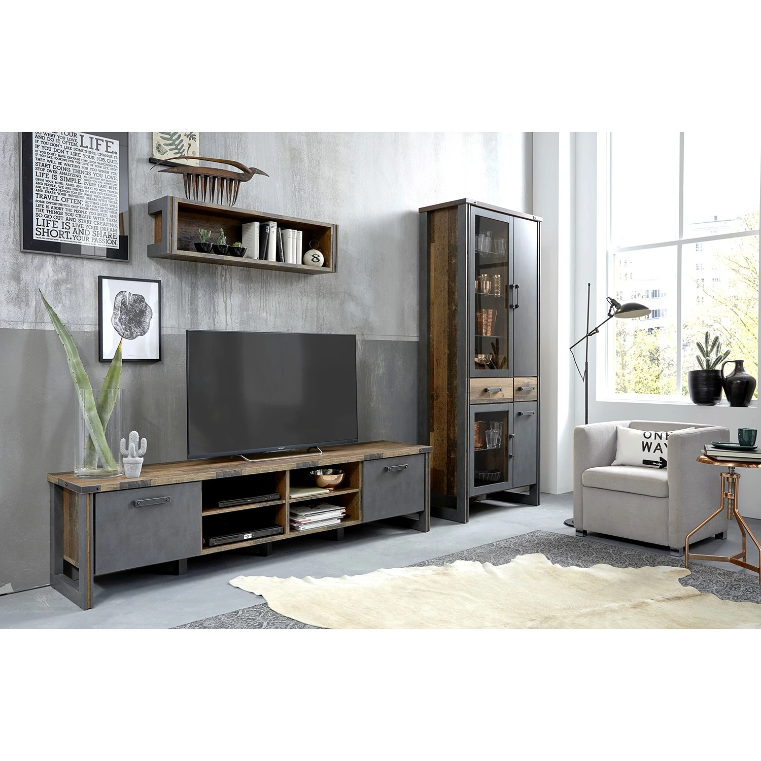 Trendteam Wohnwand Prime II (3-teilig) - Beton Dekor / Altholz Dekor 3 Trendteam Wohnwand Prime II (3-teilig) - Beton Dekor / Altholz Dekor – Bild 3