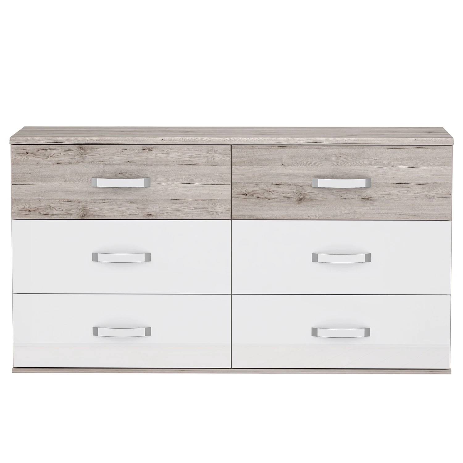 Loftscape Kommode Asperen - Sandeiche Dekor / Hochglanz Weiß - Breite: 150 cm 4 Loftscape Kommode Asperen - Sandeiche Dekor / Hochglanz Weiß - Breite: 150 cm – Bild 4