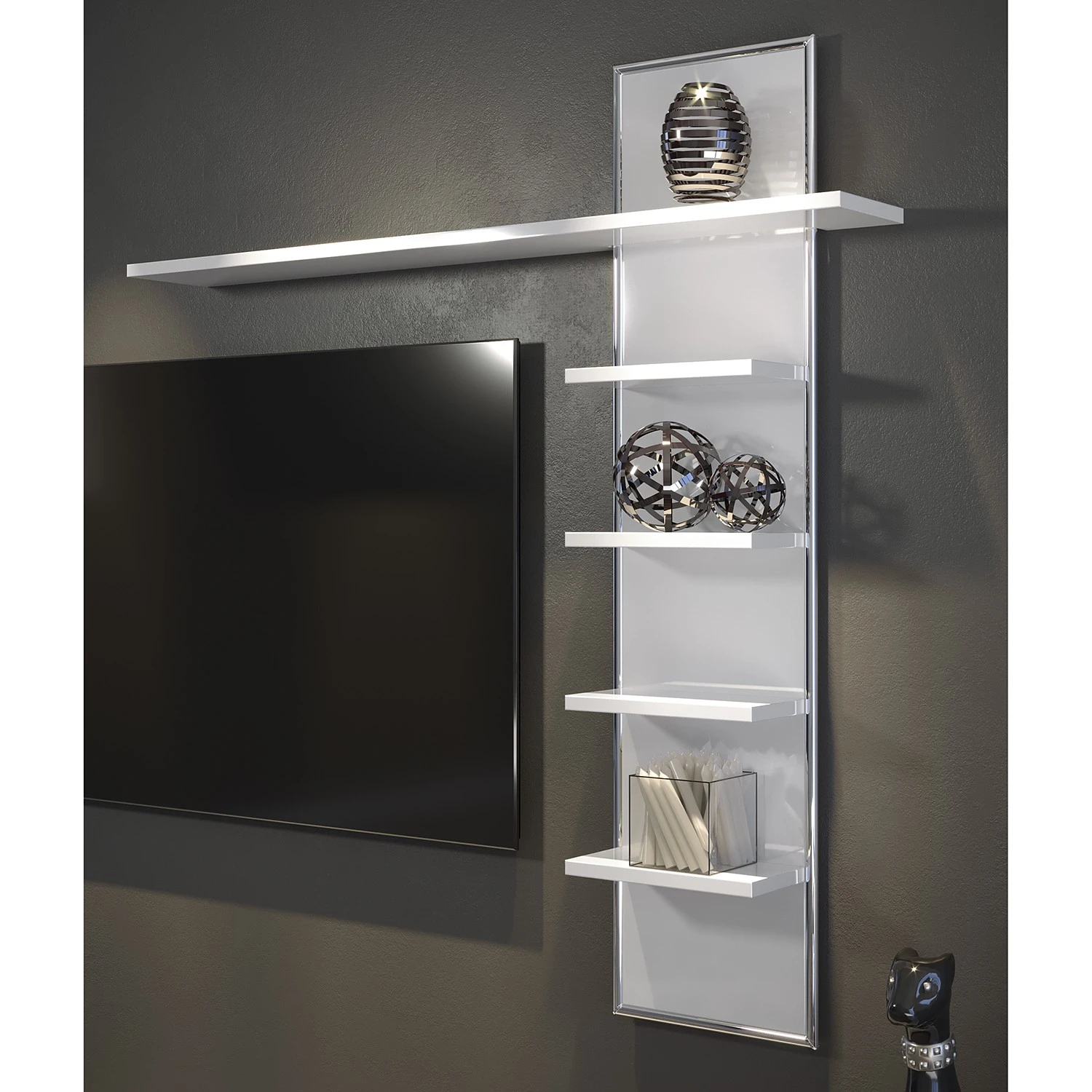 Trendteam Wandregal Infinity - Hochglanz Weiß / Matt Weiß 2 Trendteam Wandregal Infinity - Hochglanz Weiß / Matt Weiß – Bild 2