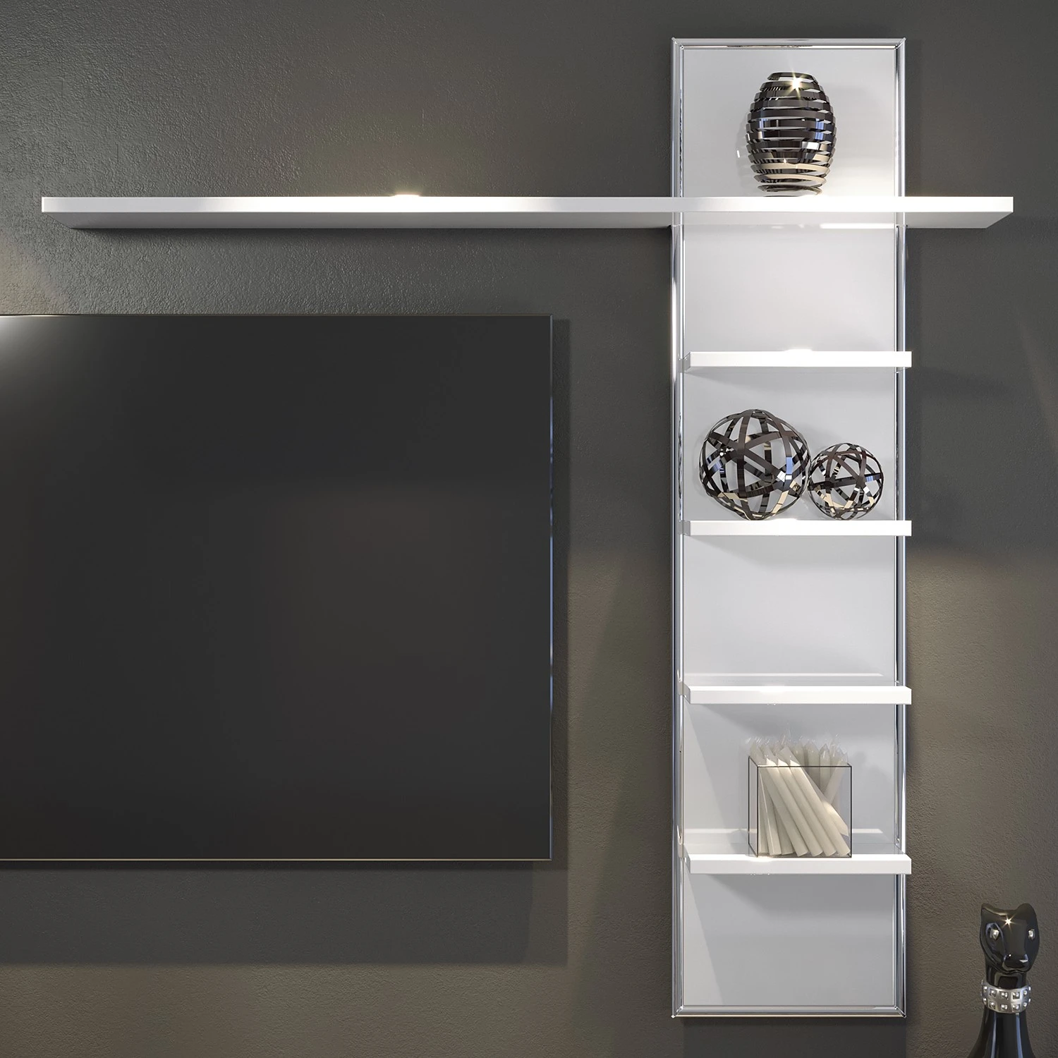 Trendteam Wandregal Infinity - Hochglanz Weiß / Matt Weiß 3 Trendteam Wandregal Infinity - Hochglanz Weiß / Matt Weiß – Bild 3