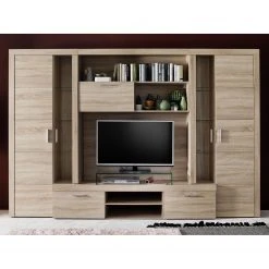 Trendteam Wohnwand Mondeo - Inkl. Beleuchtung - Sandeiche Dekor